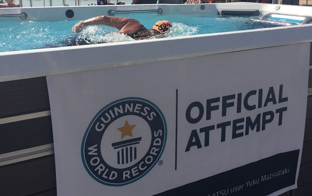 Yuko Matsuzaki on her successful attempt to set a Guiness World Record for the longest continuous swim in an endless pool